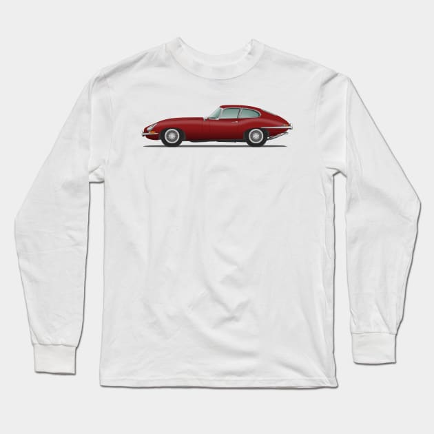 Jaguar E Type Fixed Head Coupe Maroon Long Sleeve T-Shirt by SteveHClark